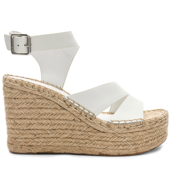 SIGERSON MORRISON Arien platform wedge Espadrille white leather sandal pumps 9 - Picture 6 of 15